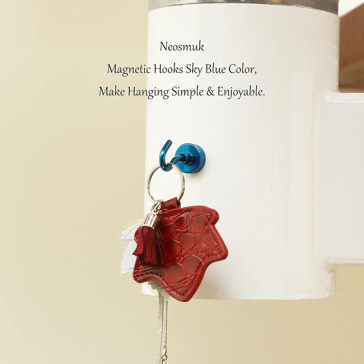 Neosmuk Magnetic Hooks,30lb+ Heavy Duty Earth Magnets with Hook for Refrigerator, Extra Strong Cruise Hook for Hanging, Magnetic Hanger for Cabins, Grill (Blue, Pack of 10)