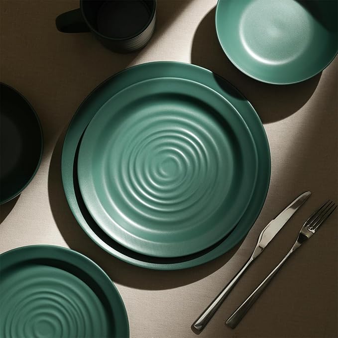 Stone Lain Orbit 12-Piece Dinnerware Set Stoneware, Green
