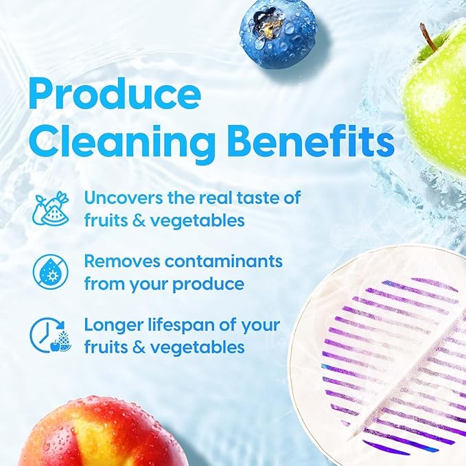 AquaPure Fruit and Vegetable Cleaner Machine with Storage Keeper, Waterproof Produce Washer Device for Fresh Fruits and Vegetables, Veggie Washer for Deep Cleaning in Water