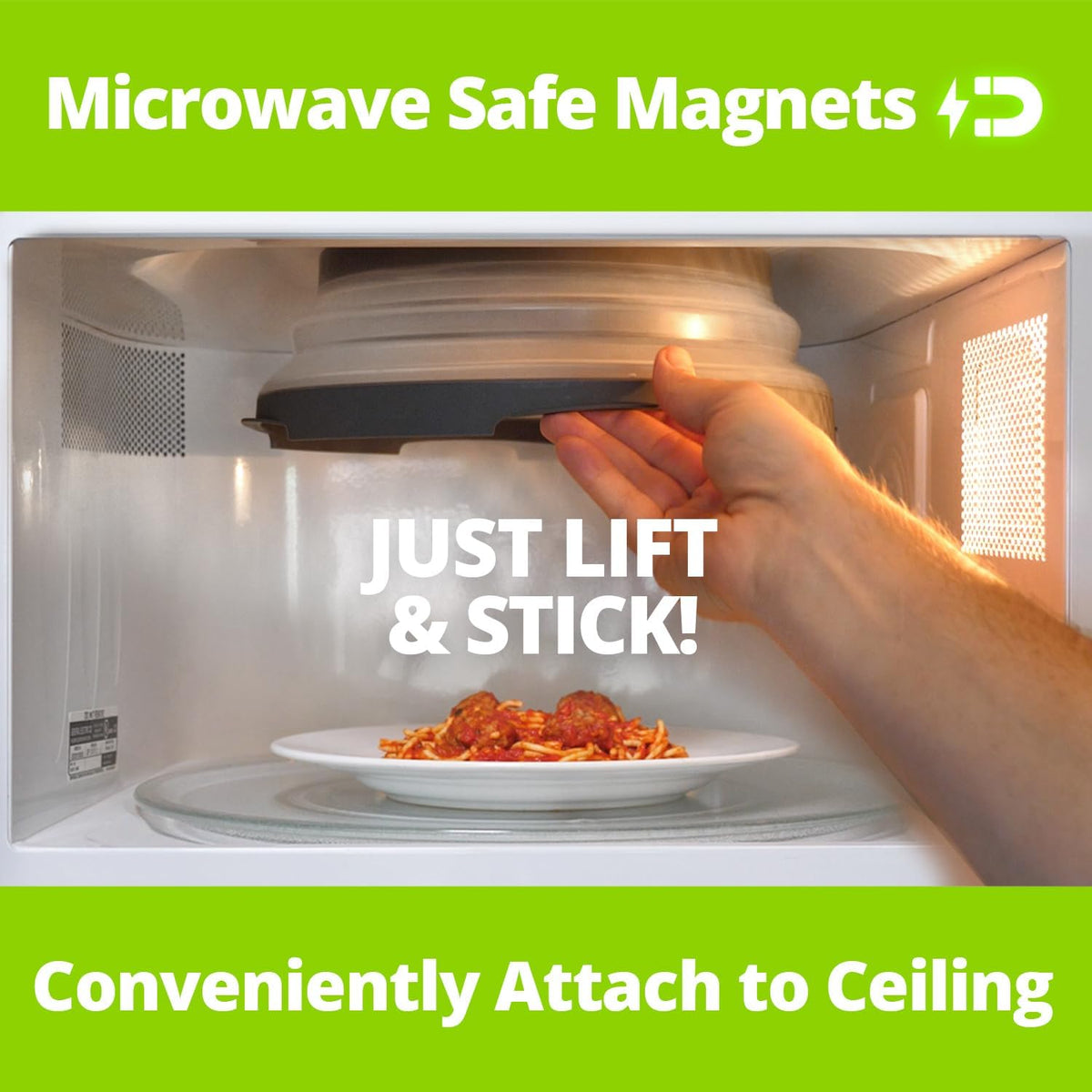 2.0 Magnetic Microwave Splatter Cover, Collapsible 12-Inch BPA-Free Food Lid with Upgraded Magnets, Vented Plate Guard, Dishwasher Safe, Space-Saving Magnetic Storage - Gray