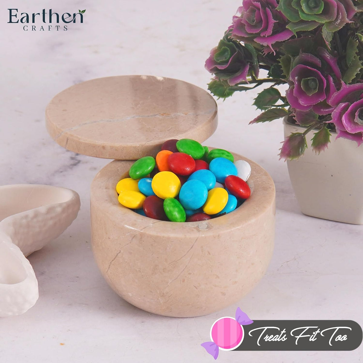 Marble Salt Cellar With Swivel Lid 3 Inch Verona Stone Salt Box for Kitchen Counter with Magnetic Closure, Ideal for Kosher Salt and Gourmet Seasonings