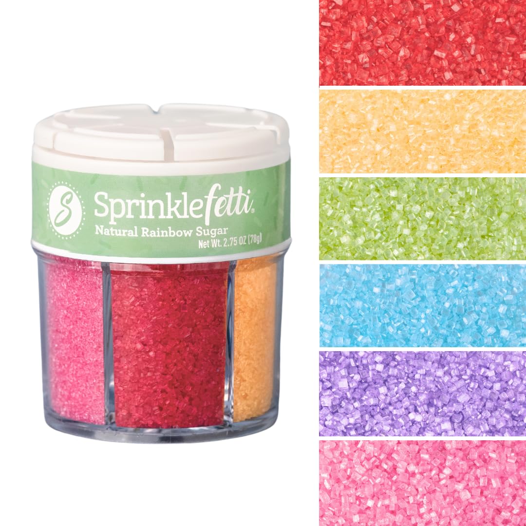 Sweets Indeed Sprinkles 6 Cell Edible Sprinkle Mix Jimmies Perfect for Cake Decorations Baking Ice Cream Cookies Cupcake Topper (Rainbow Sugar)