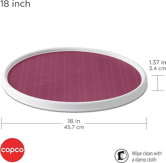 Copco Non-Skid Pantry Cabinet Lazy Susan Turntable, 18-Inch, White/Purple