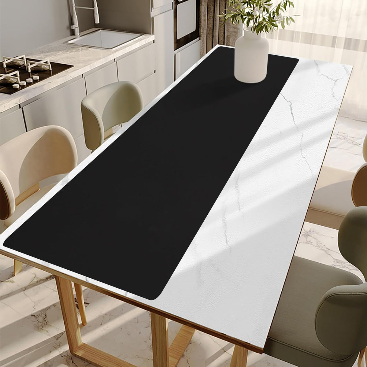 Large Silicone Mats for Kitchen Countertop, Heat-Resistant Placemats and Coasters to Protect Your Tabletop, Skin-Friendly Surface Counter Protector Mat, Freely Cuttable (Black, 12" x 72" x 1.6mm)