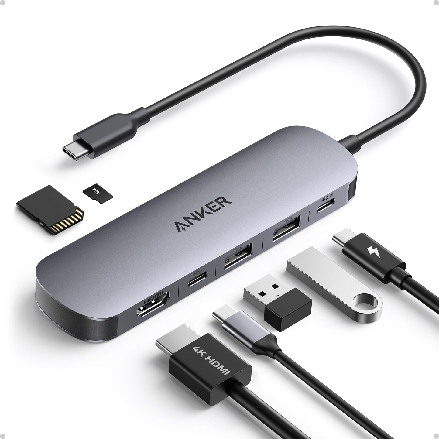 Anker USB C Hub, 7in1 Multi-Port USB Adapter, 4K@60Hz USBC to HDMI Splitter