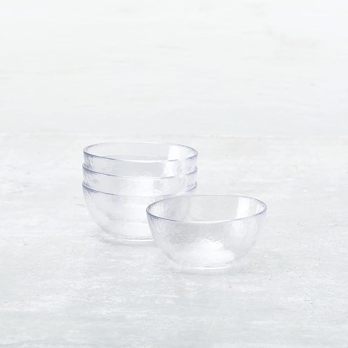 Fortessa Los Cabos Glass Dinnerware Collection, Cereal Salad Fruit Bowl (Set of 4), 6 Inch/21oz, Clear
