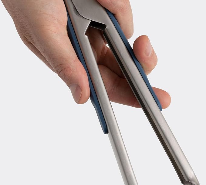 Misen Kitchen Tongs - Dishwasher Safe, Heavy Duty - Precision Stainless Steel Grilling Tool - Heat Resistant - Perfect for Serving and Air Frying - 13 Inch | Blue