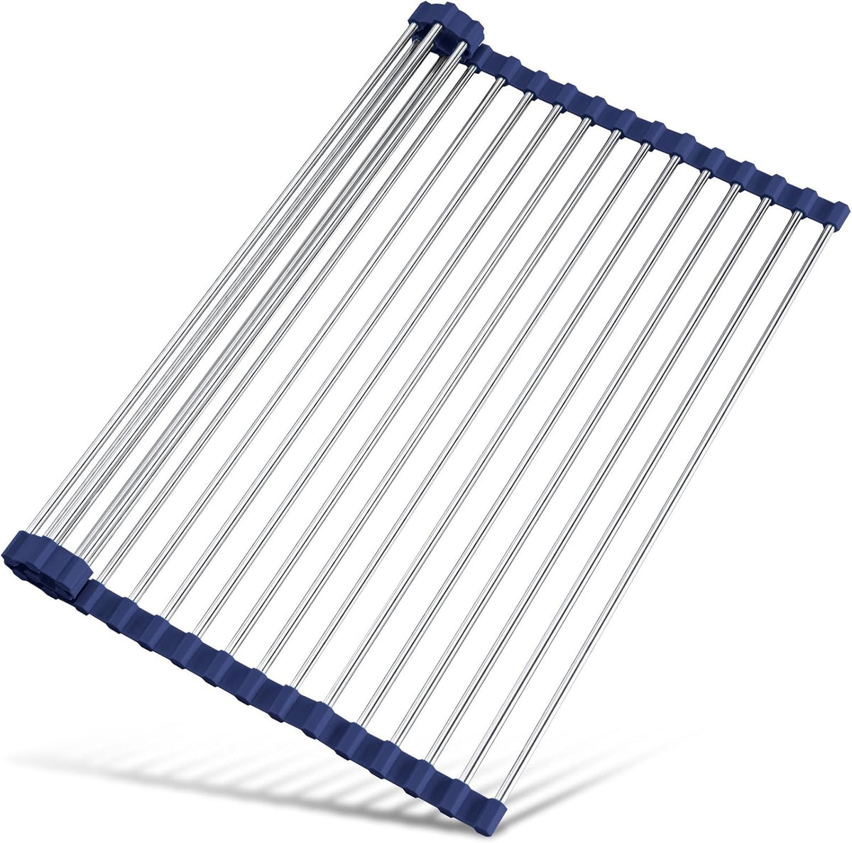 Tomorotec 17.7" x 15.5" Roll Up Dish Drying Rack Over Sink Drying Rack Sink Cover Kitchen Sink Accessories Gadget Multipurpose Organizer Foldable Stainless Steel Drainer