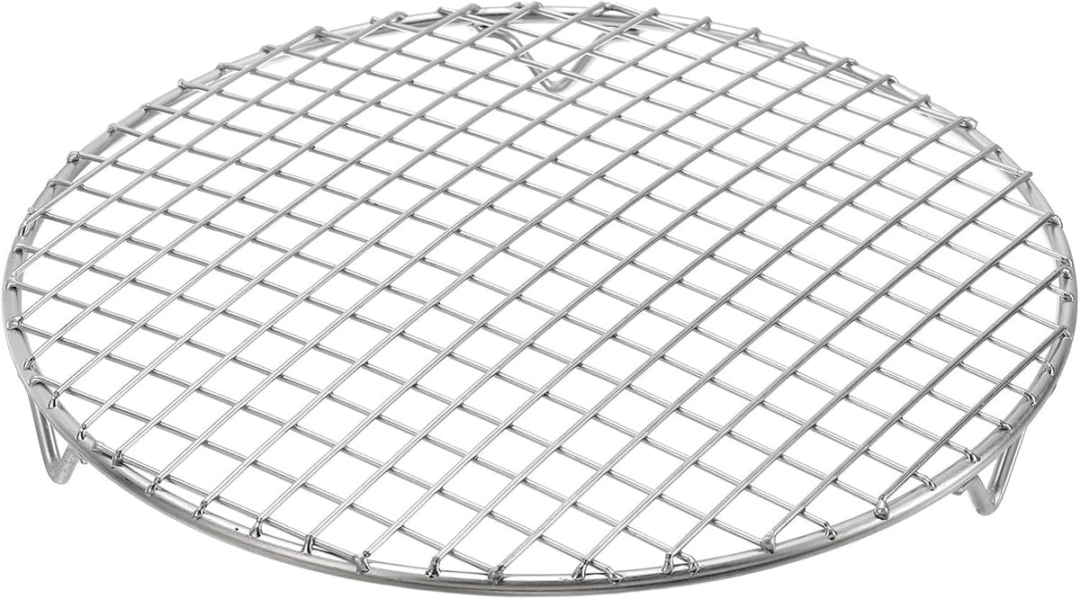 uxcell Round Cooking Rack with Legs, Dia 9.4 Inch 304 Stainless Steel Barbecue Grill for Cooking Baking Barbecue Air Fryer Racks, Silver
