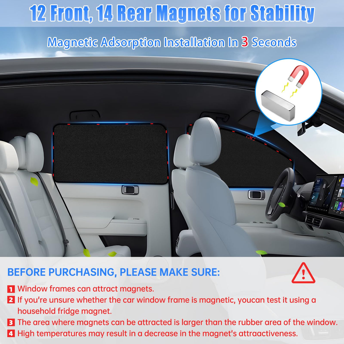 ZATOOTO Magnetic Car Window Shades 4PCS, Car Window Covers Ultimate Privacy