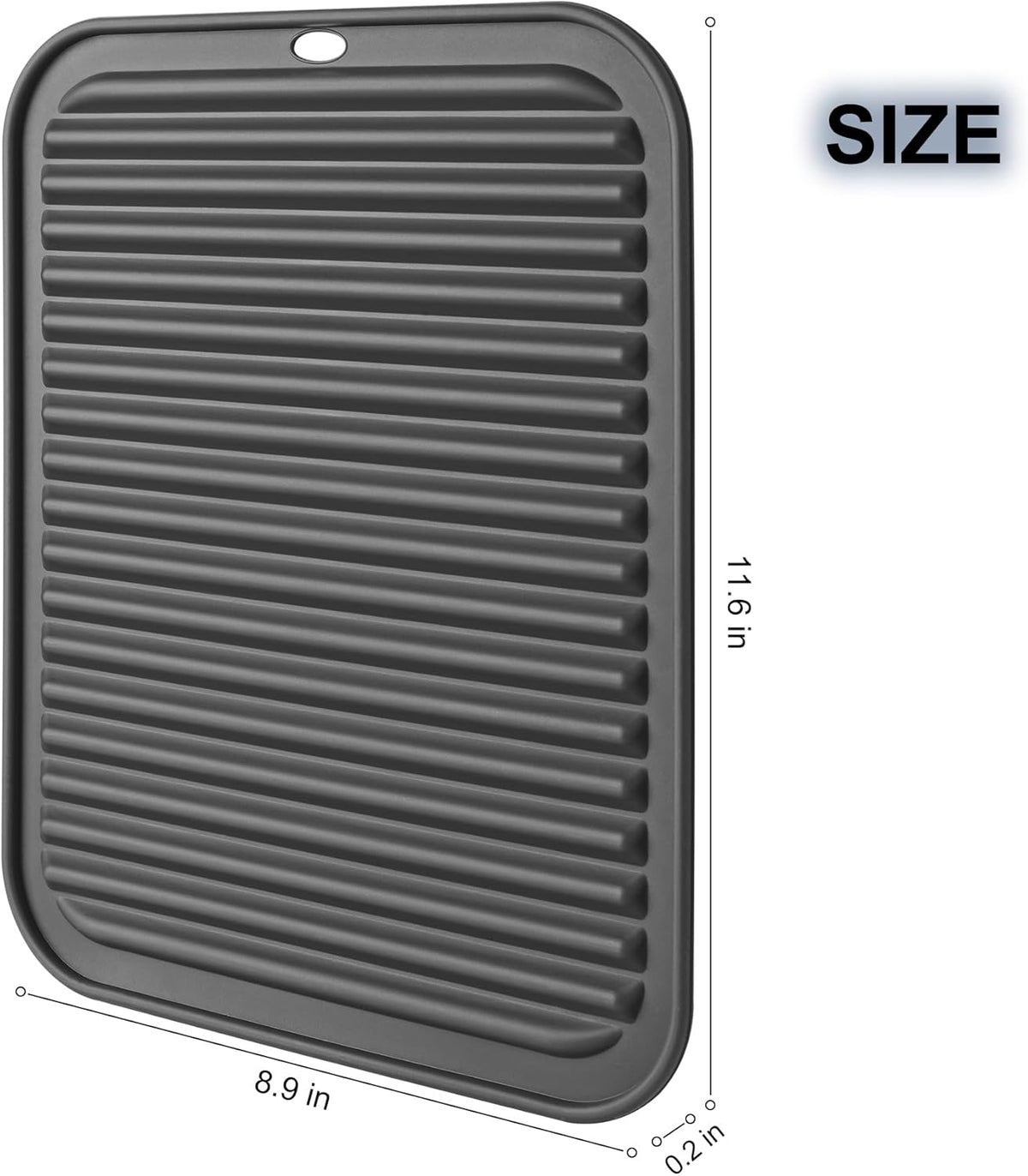 HOTEC BPA Free Silicone Trivets for Hot pots and Pans, 446℉ Heat Resistant for Kitchen Counter Dish Drying Mat, Set of 2 Dark Grey