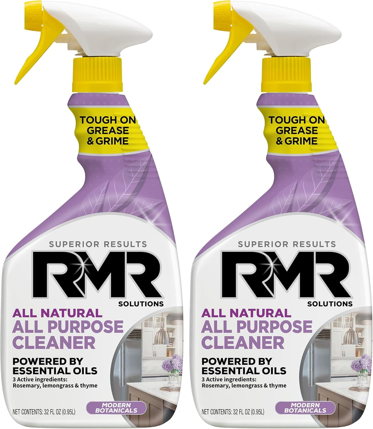 RMR All Natural All-Purpose Cleaner - Non-Toxic, Rinse-Free Multipurpose Cleaning Supplies, Biodegradable, Modern Botanical Scent, 32-Ounce Spray, 2 Pack