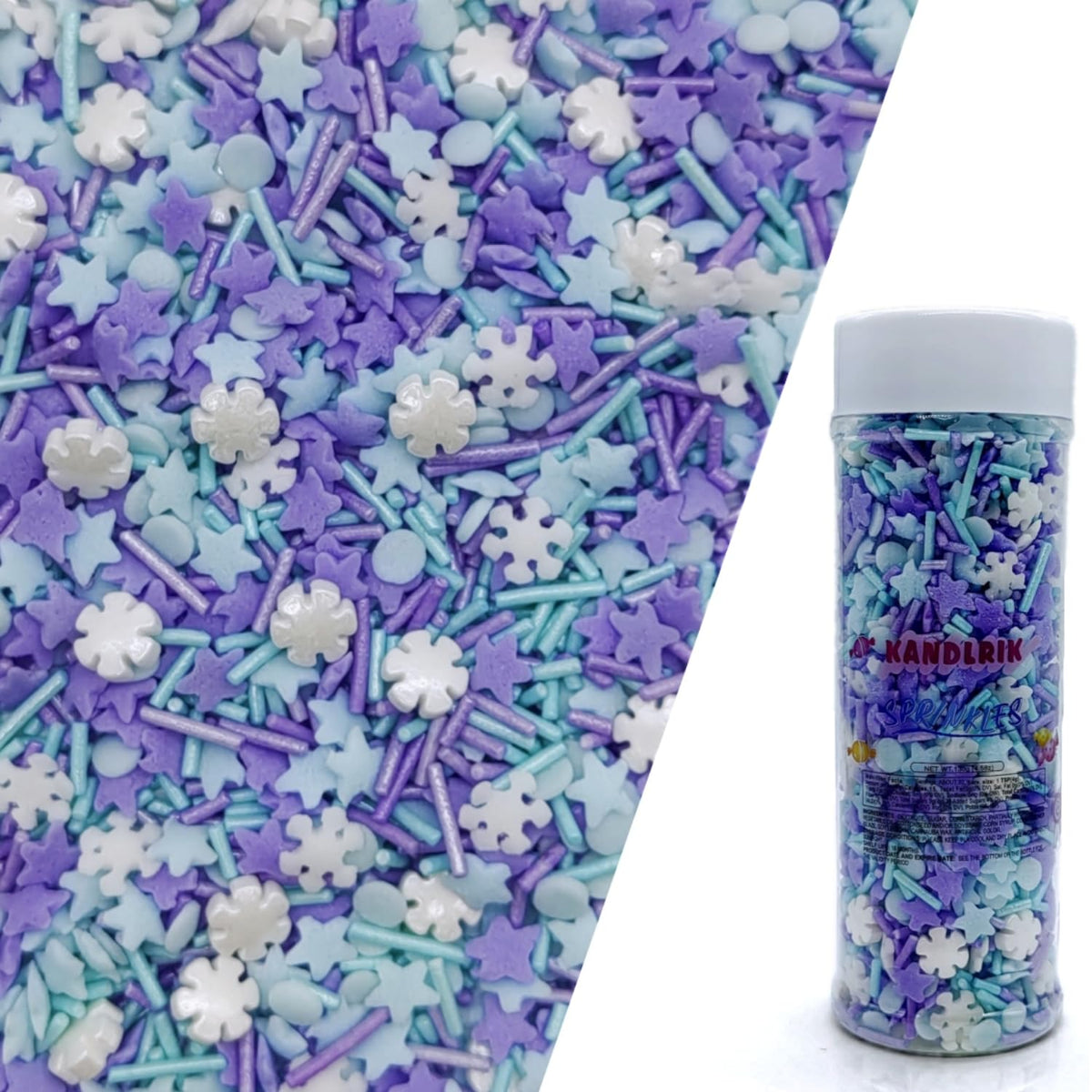 Snowflake Sprinkles Blue & White & Purple Christmas Sprinkles Mixed size snowflake Stars Jimmies CakeCookie Decorating Perfect for Wedding Party Valentine Halloween Christmas Supplies 4.58OZ