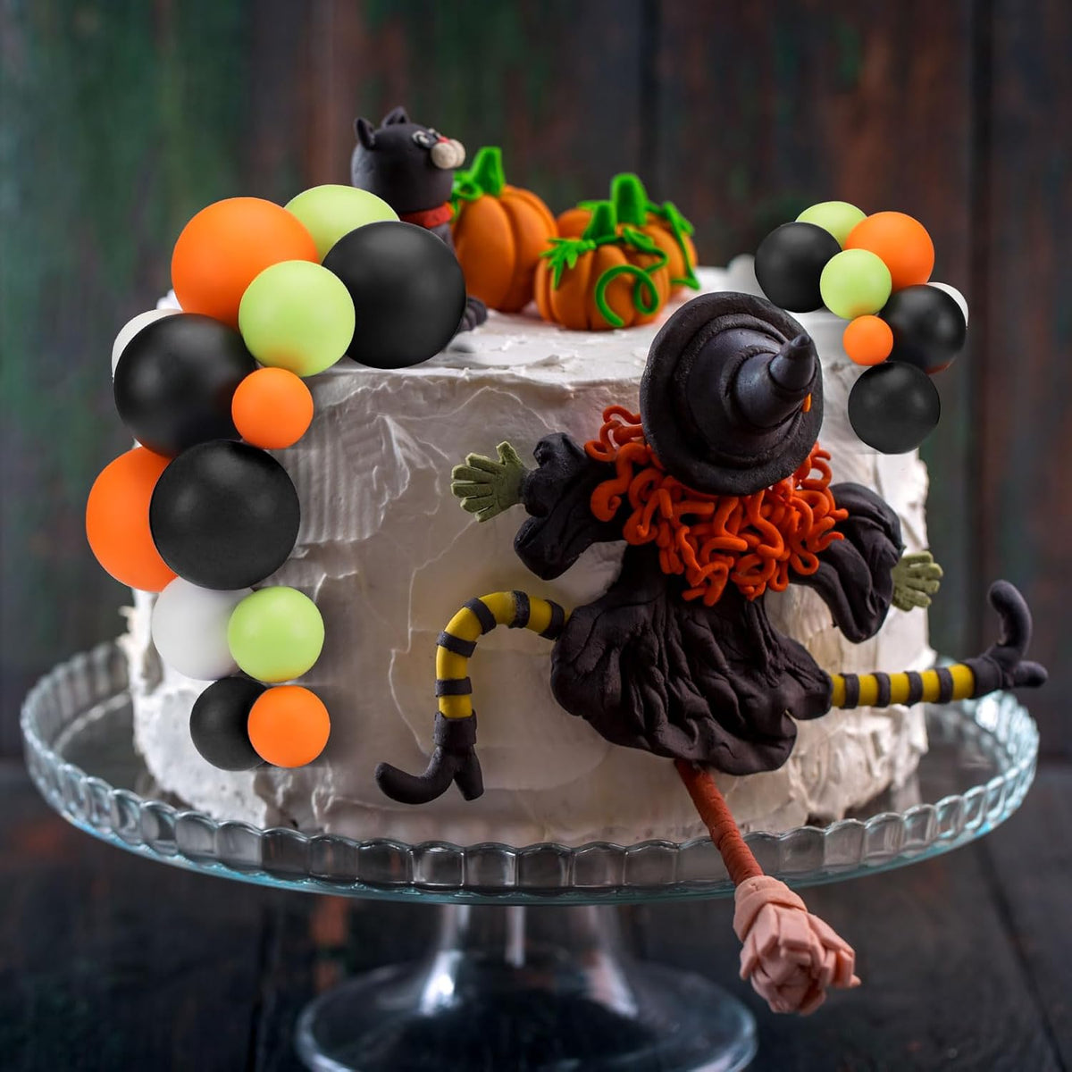 108 Pcs Balls Cake Topper DIY Cupcake Insert Foam Balloons for Cake Baking Wedding Anniversary Birthday Decoration(Purple Orange Black Green White,Multi Sizes)