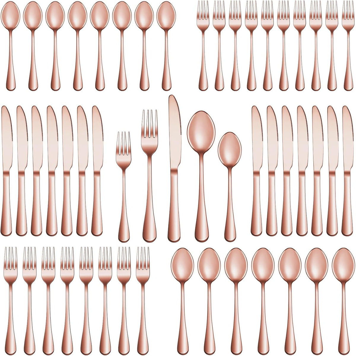 60 Pcs Rose Gold Silverware Set Service for 12, Premium Stainless Steel Flatware Set, Cutlery Utensil Sets, Durable Home Kitchen Eating Tableware Sets, Include Fork Knife Spoon, Dishwasher Safe