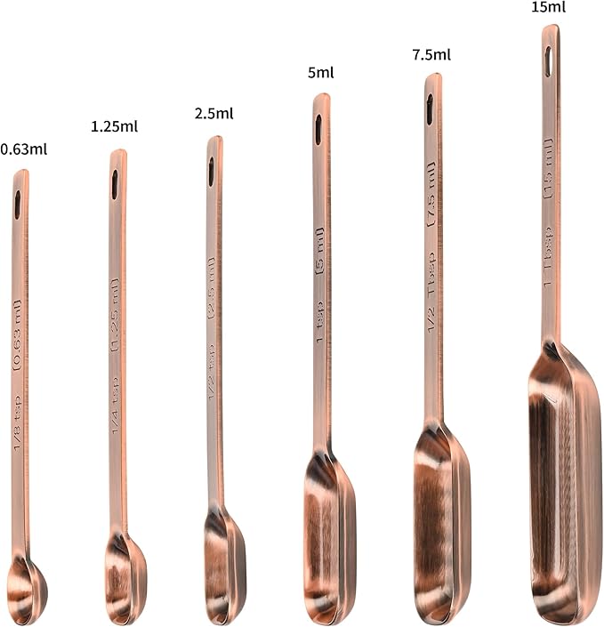 Copper Measuring Cups and Spoons Set, Stainless Steel Measuring Cups and Spoons Set 12, Metal Measuring Cups Set, 5 Copper Measuring Cup Set and 6 Copper Measuring Spoons &Leveler for Kitchen