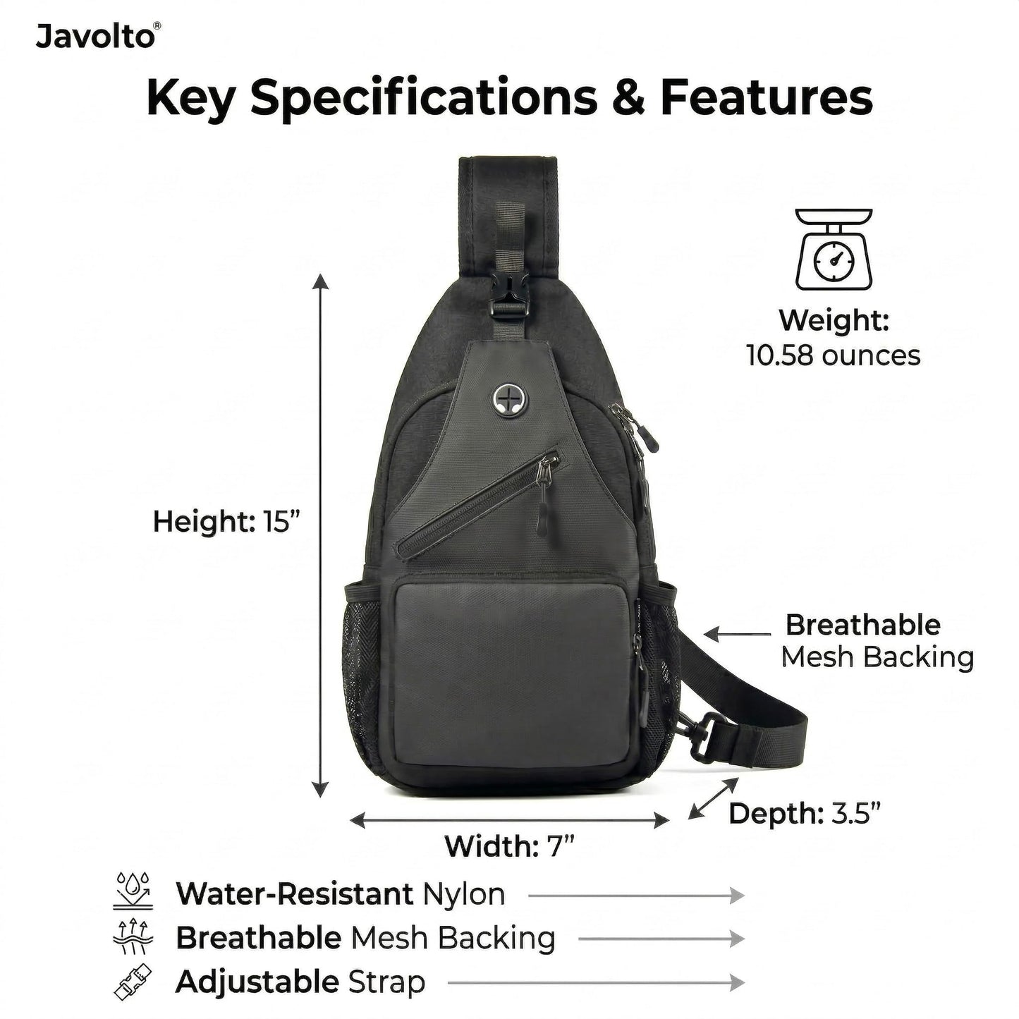 Javolto Crossbody Sling Bag,Small Backpack Men,Hands-Free Shoulder Daypack
