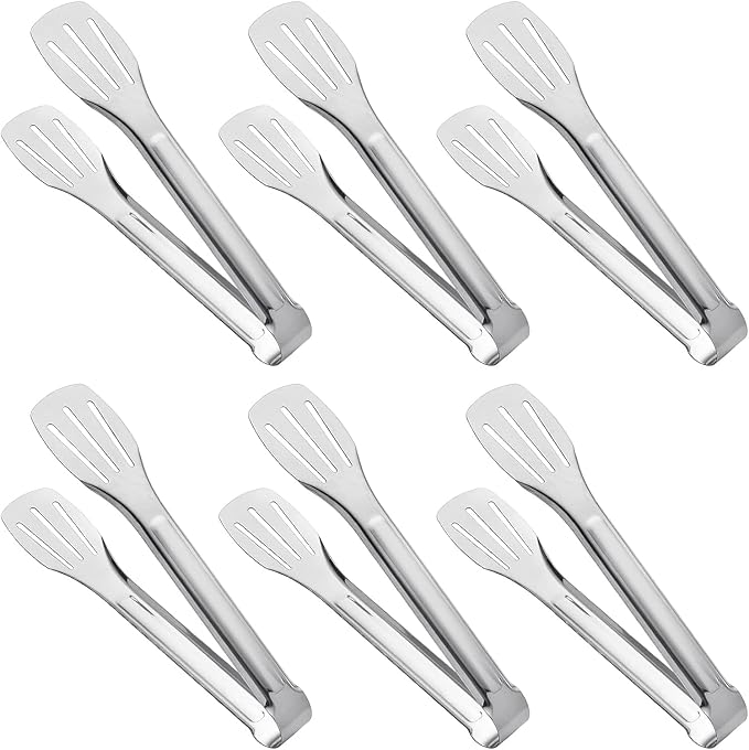Serving Tongs Kitchen Tongs,Buffet Tongs, Stainless Steel Food Tong Serving Tong,small tongs 6 Pack (12 Inch)
