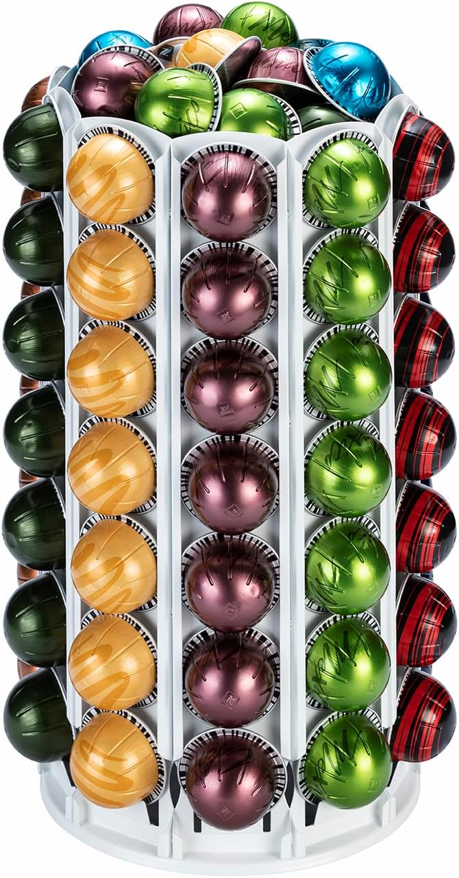 FlagShip Vertuo Pod Holder Coffee Pod Stand for Nespresso Pod Storage with Elegant White (100+ Pods Capacity)