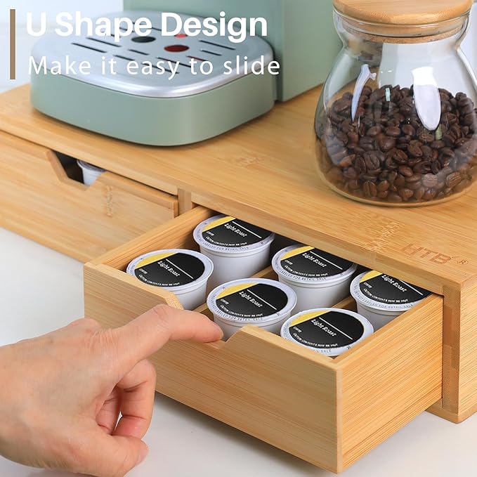 HTB K Cup Holder Compatible with K Cups,Coffee Pod Holder Holds Up 30 Cups,K Cup Organizer Storage Drawer