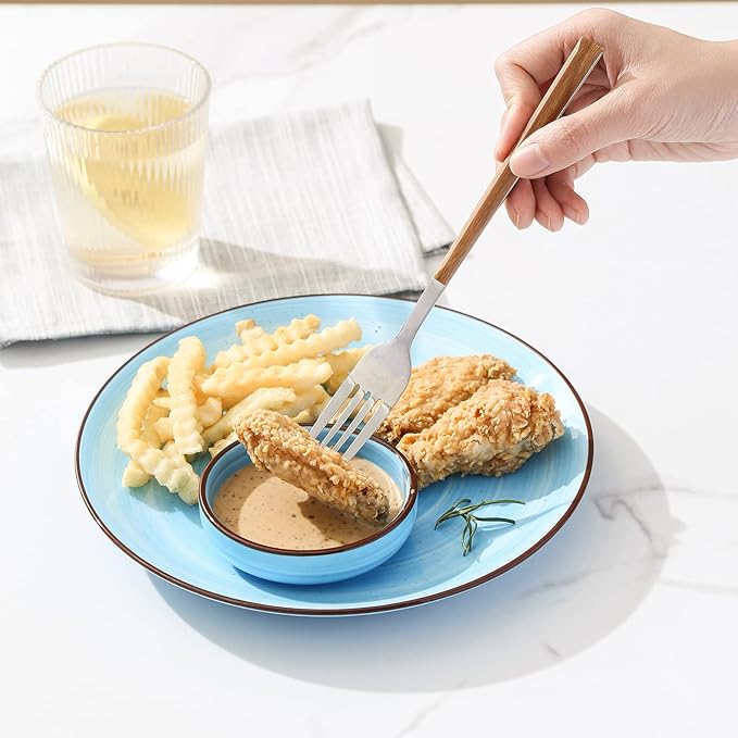 Selamica Ceramic 2.5 OZ Soy Sauce Dish Dipping Bowls Set of 6, 3.3 Inch Small Side Dish Pinch Bowls, Mini Bowls for Condiments, Ketchup, BBQ, Sushi, Gradient Blue
