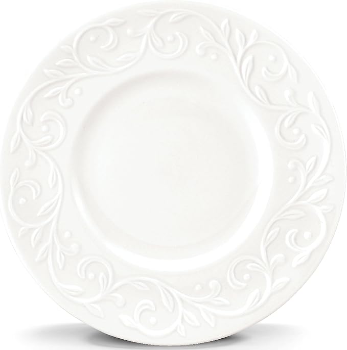 Lenox Opal Innocence Carved 7-1/4-Inch Dessert Plates, Set of 4 -, White