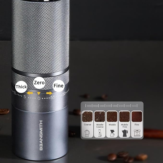 M1 Manual Coffee Grinder – 7 Star Stainless Steel Conical Burr, 60 Clicks External Adjustment, 30g Capacity : Portable Burr Grinder for Espresso, French Press, Turkish, Cold Brew