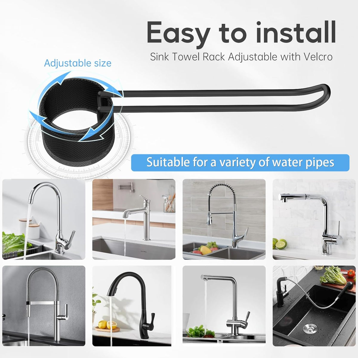 Stylish and Functional Dish Towel Holder - Keep Your Kitchen Rags and Dishcloths Neat and Within Reach with This Sink Dish Cloth Holder and Storage Rack! (2, Black)