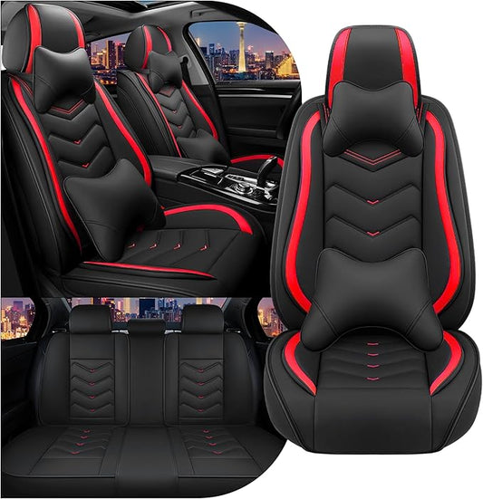 CTDS Car Seat Covers for Honda Accord 2000-2026, Stylish Sport Seat Cover, Premium Nappa Leather Car Seat Cover. Automobile Seat Covers Sets.(Luxury 5 Seats/Black Red)