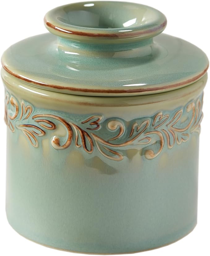 Butter Bell - The Original Butter Bell crock by L Tremain, a Countertop French Ceramic Butter Dish Keeper for Spreadable Butter, Antique Collection, Sea Spray