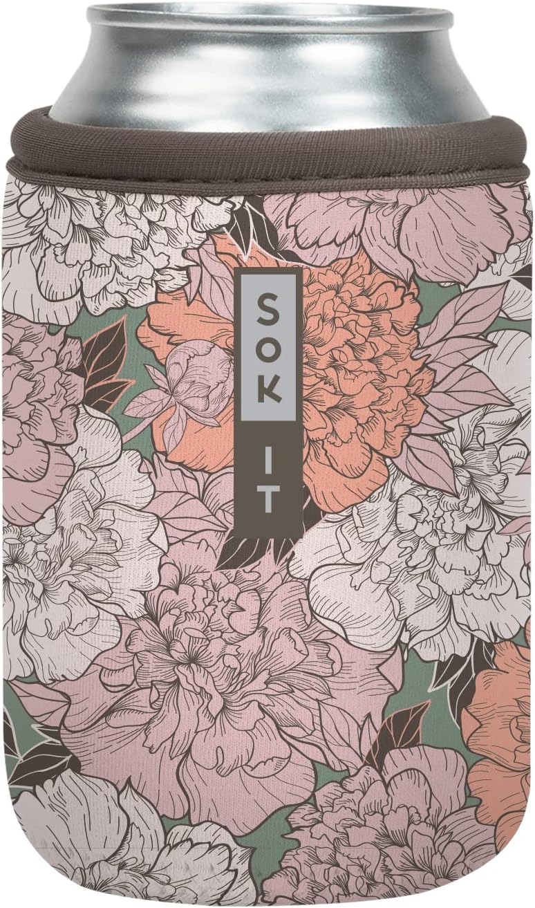 Sok It CanSok Sleeve for Beer & Soda Insulated Neoprene Cover (Carnations, 12oz Can Sleeve)