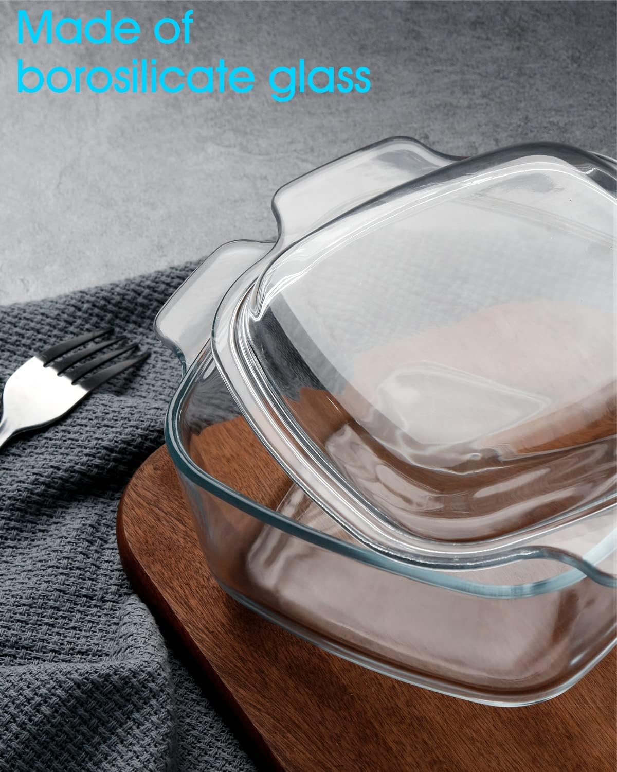 NUTRIUPS 1L Square Glass Casserole Dish with Lid, Mini Glass Casserole Cookware for Oven