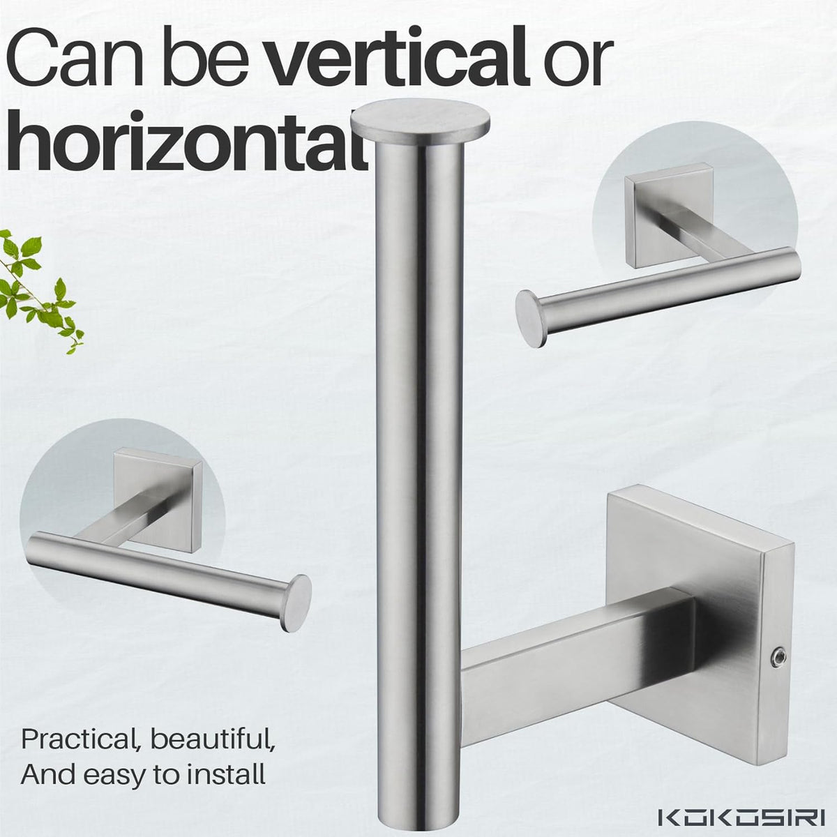 KOKOSIRI Toilet Paper Holder Tissue Paper Dispenser for Bathroom Toilet Roll Holder Wall Mounted, Brushed Nickel Stainless Steel 2 Pack, B2008BR-P2