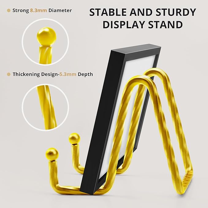 3Inch 3Pack Metal Decorative Plate Stand - Gold Picture Holder Stand for Display, Sign, Book, Photo