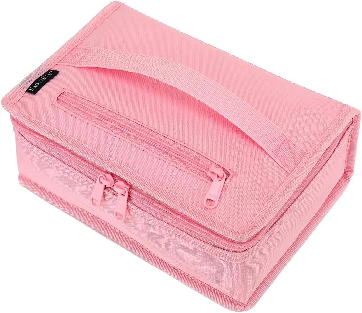 FlowFly Small Insulated Lunch box Portable Soft Bag Mini Cooler Thermal Meal Tote Kit with Handle for Work & School, Pink