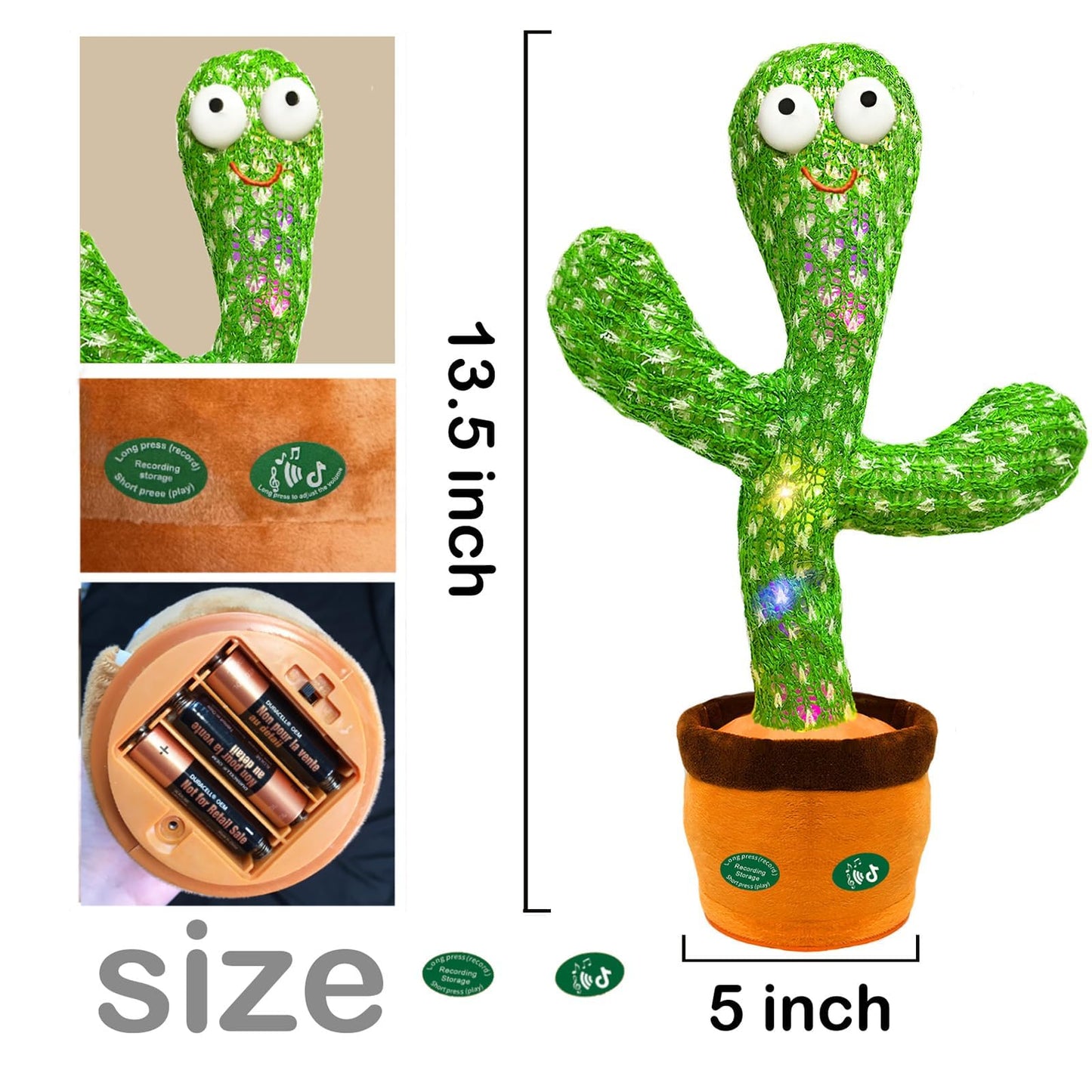 Hunfur Interactive Dancing Talking Cactus Toy, Repeat What You Say