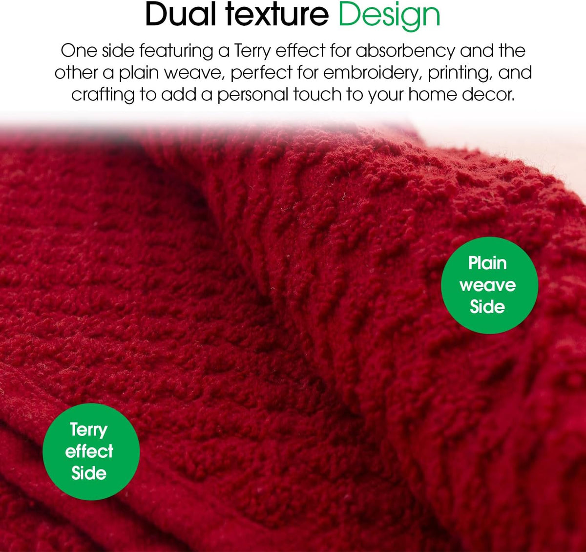 DG Collections Terry Dish Towels, 100% Cotton Kitchen Towels, Set of 8 (15x25 inch) Hand Towels - 400 GSM, Absorbent Terry Cloth Dish Towels for Kitchen, Soft Tea Towels - Red Color