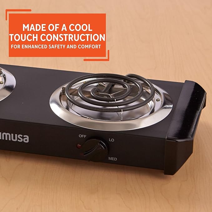 IMUSA USA GAU-80306 Electric Double Burner 1750-Watts , Black