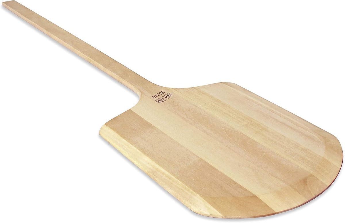 New Star Foodservice 50240 Restaurant-Grade Wooden Pizza Peel, 14" L x 12" W Plate, with 28" L Wooden Handle, 42" Overall Length