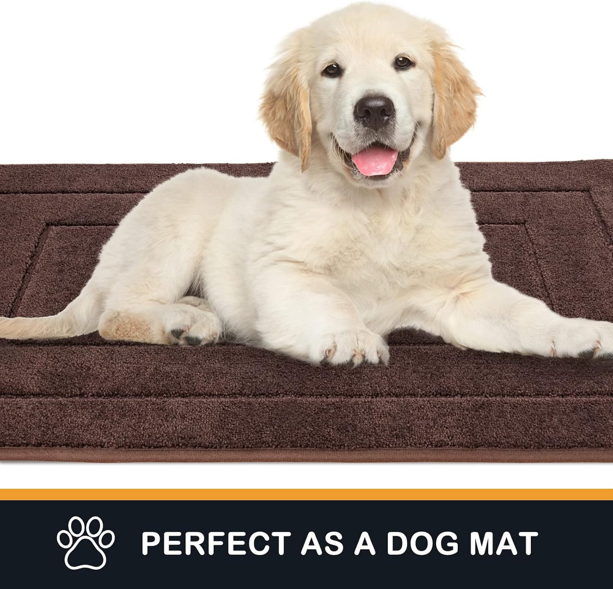PURRUGS Dirt Trapping Door Mat 34" x 59", Non-Slip/Skid Machine Washable Entryway Area Rug, Dog Doormat, Super Absorbent Welcome Mat for Muddy Wet Shoes and Paws, Brown
