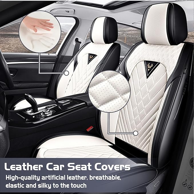 Truck Seat Covers for Toyota Tundra 2008-2026, Waterproof Premium Leather Full Coverage Car Seat Cover, Muscle Sport Style Auto Interior Seat Cover Sets (Full Set/Black White)