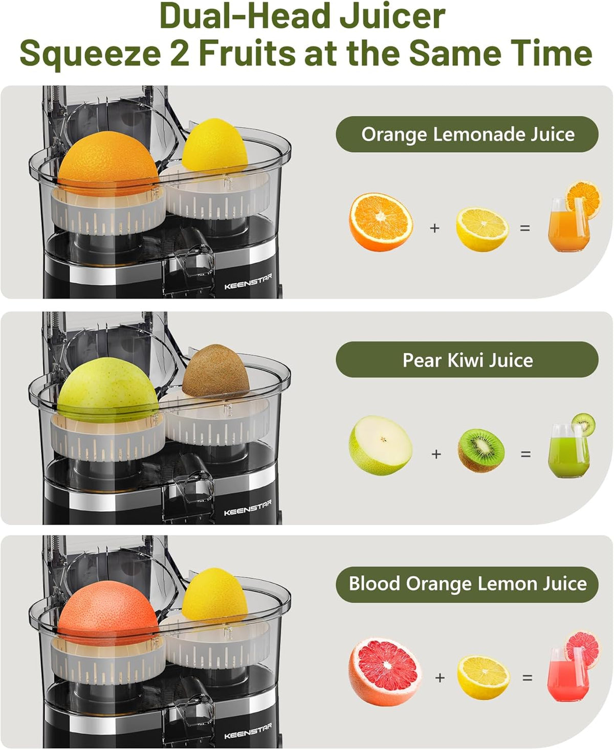 Electric Citrus Juicer, Dual-Head Orange Juicer Squeezer, Portable Juicer with Cleaning Brush for Lemon, Grapefruit, High Juice Yield, Easy to Clean, One Touch Operation