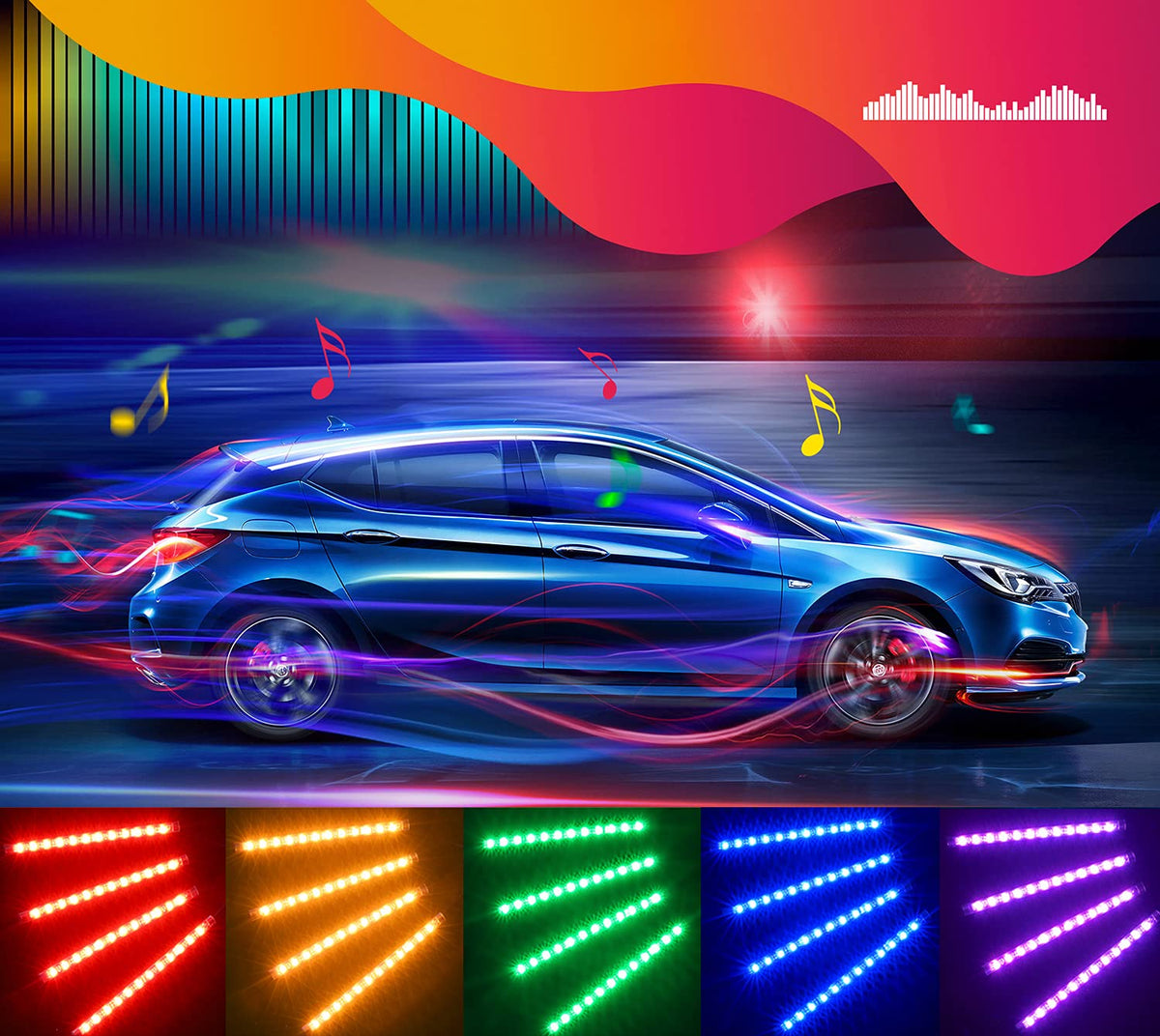 Govee Car LED Lights, RGB Smart Car Interior Lights, App Control