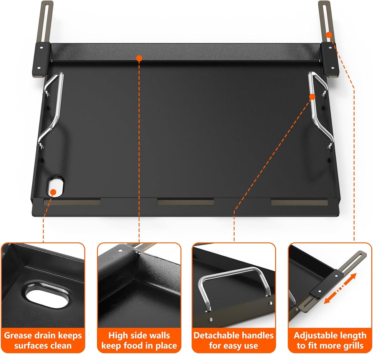 Stanbroil Full Size Griddle Insert for Most 2-Burner Gas Grill, Universal Flat Top Griddle for Weber, Royal Gourmet, Napoleon, Char-Broil, Cuisinart, Nexgrill, Dyna-Glo, Monument Grills and More