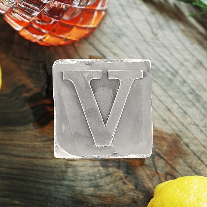Letter V Monogram Ice Cube Mold Custom Ice Cube Mold 2 Inch Big Initials Silicone Ice Cube Tray Gifts for DAD Gifts for Him