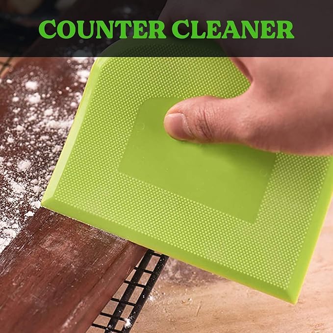 SURDOCA Dough Scraper Bench Scraper - 3P 9.5x6.1" Plastic Flexible Bowl Scraper, Sharp Edge & Angles Cake Scraper. Non-Slip Bakeware Decorating Tools Sculpting & Modeling Tools - Yellow+Green+Yellow
