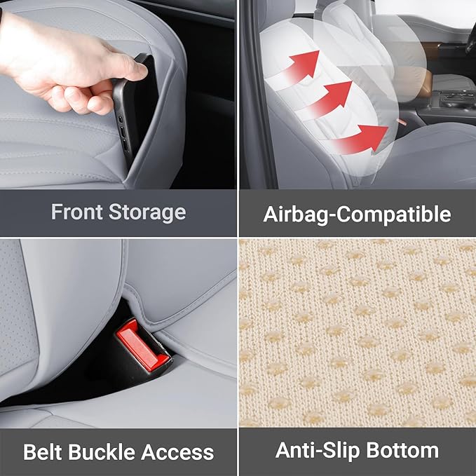 Coverland Custom Fit Car Seat Covers for SUV Compatible with [2024-2026 GMC Hummer EV SUV] Premium Car Seat Cover Water Resistant Leather Non-Slip Interior Protector [Full Set Gray - Size Chart X60]