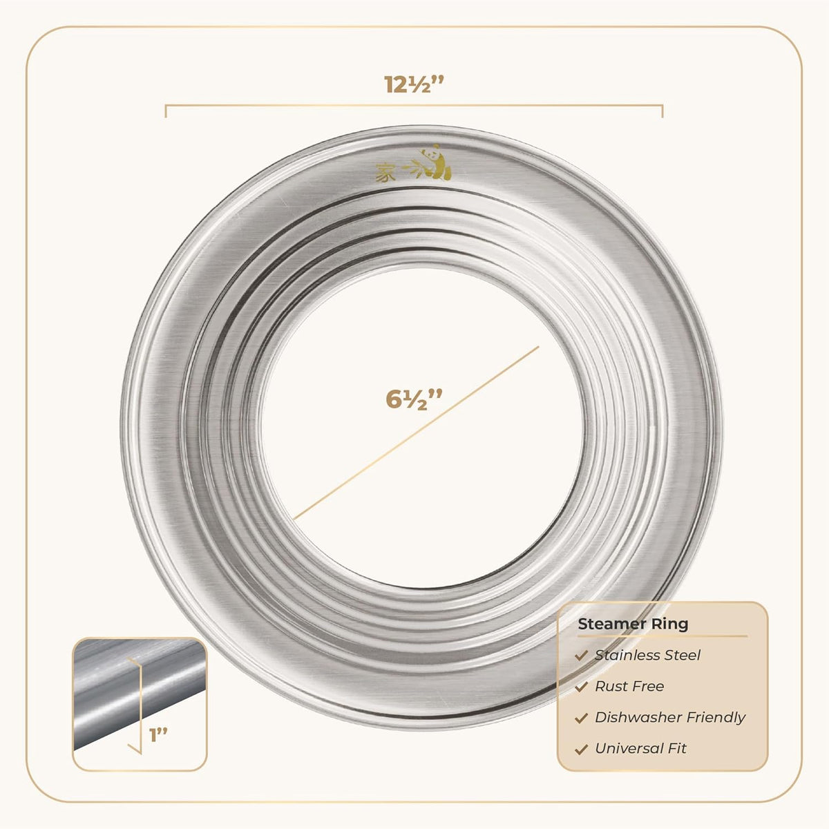 Prime Home Direct Stainless Steel Steamer Ring | Fits 7 to 12-Inch Bamboo Steamer Basket | Steaming Ring for Asian Chinese Wok, Food, Dumpling, Dim Sum, Steam Pot Accessories Metal Cooking Rim Adapter
