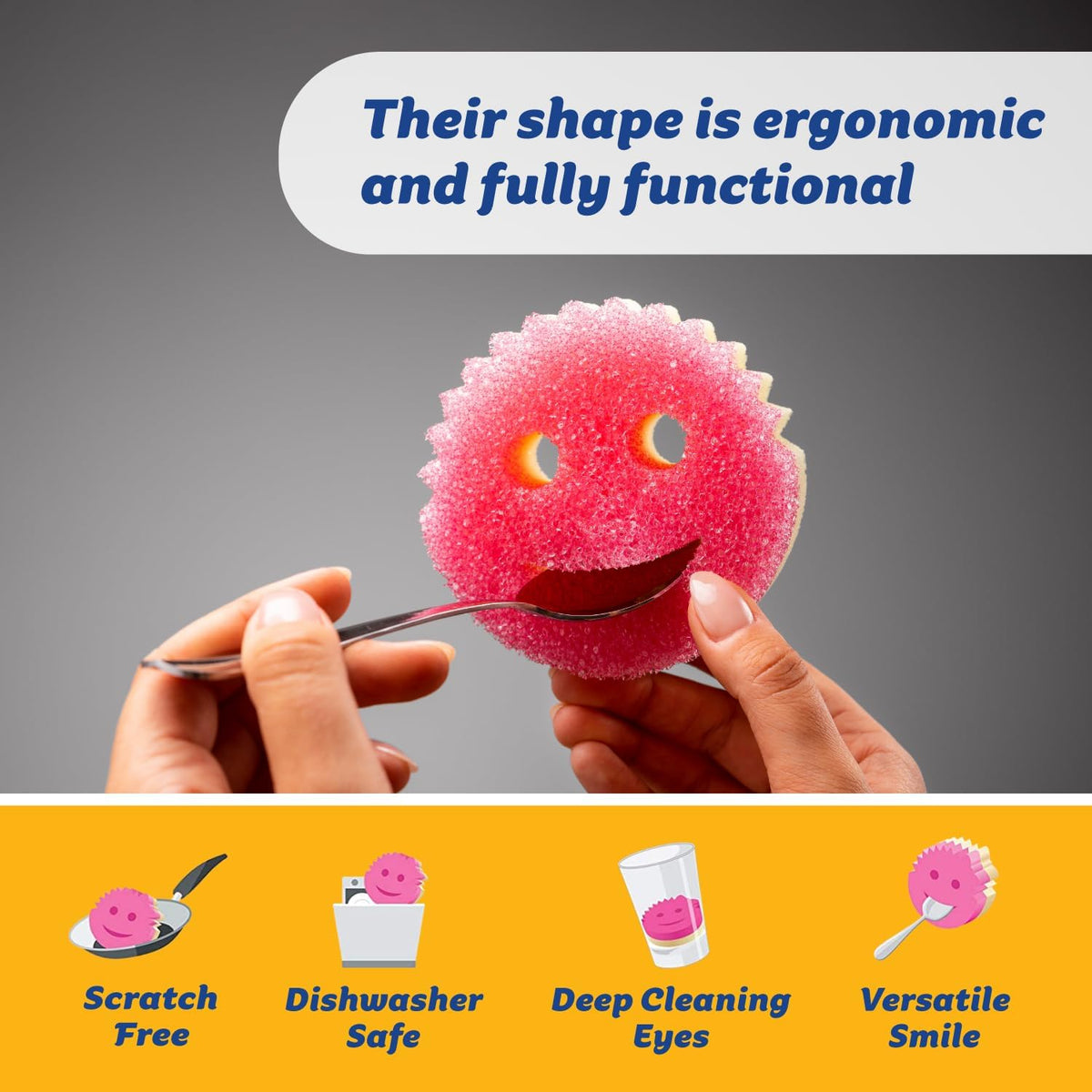 Scrub Daddy Scrub Mommy Kitchen Sponges for Dishes & Wiping Spills - Dual-Sided Dish Scrubber Sponge for Cleaning - Multi-Colored Bulk Pack - Stain & Odor Resistant (7 Count)