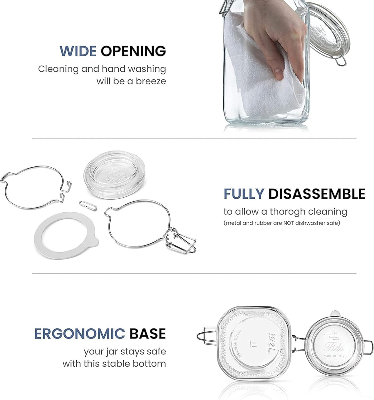 Bormioli Rocco SYNCHKG114546 Fido Clear Glass Jar with 85 mm Gasket , 0.75 Liter (Pack of 2)
